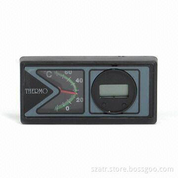 Thermometer and Clock, Available in Black, Silver and Chrome Colors